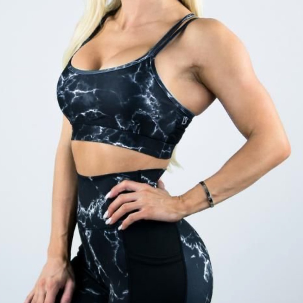 BuffBunny Black Marble Set- Leggings & Sports Bra